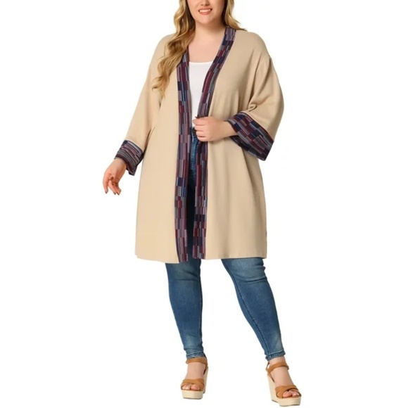 NWT - Agnes Orinda Boho Knitted Long Kimono Open Front Cardigan - 2X - Picture 1 of 8